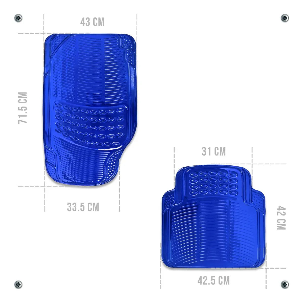 Tapetes Auto Universales Azul Cromado 4P Metalizados | TAKAMAYA