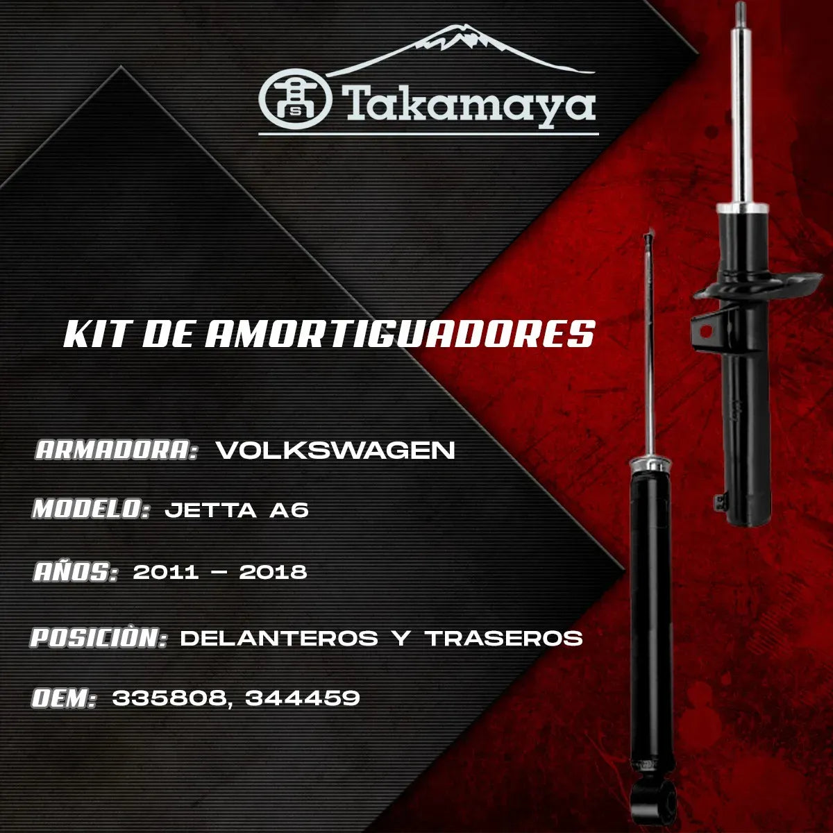 Kit de 4 amortiguadores Traseros y Delanteros para Jetta A6 y Golf