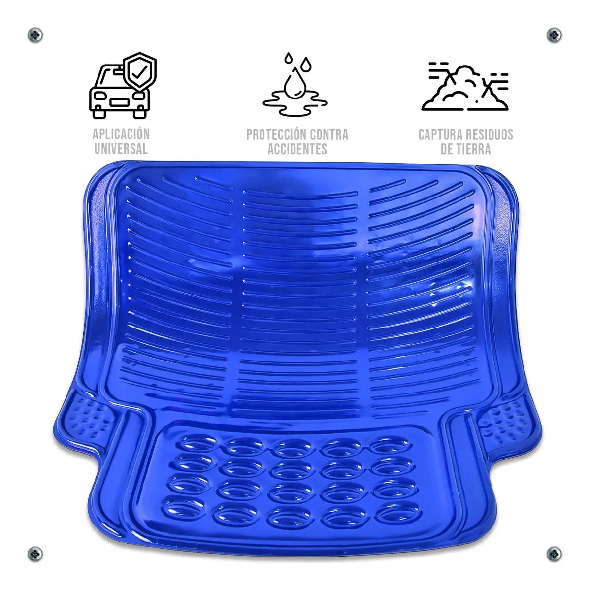 Tapetes Auto Universales Azul Cromado 4P Metalizados | TAKAMAYA