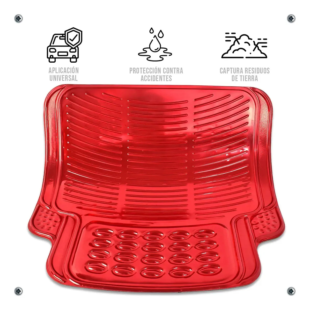 Tapetes Auto Universales Rojo Cromado 4P Metalizados | TAKAMAYA