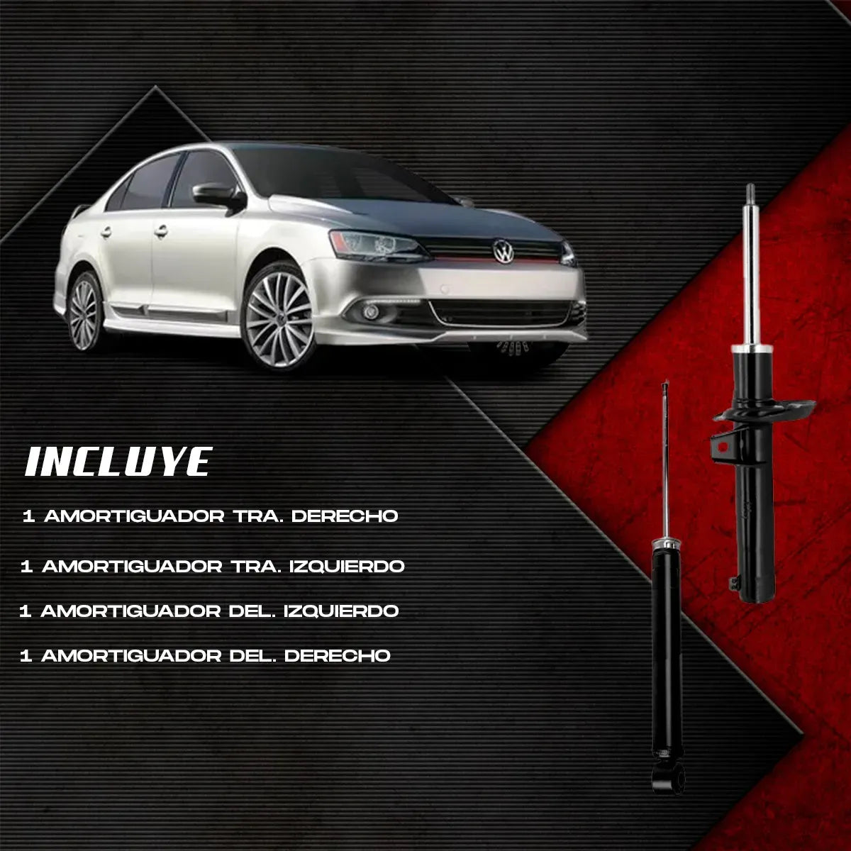 Kit de 4 amortiguadores Traseros y Delanteros para Jetta A6 y Golf