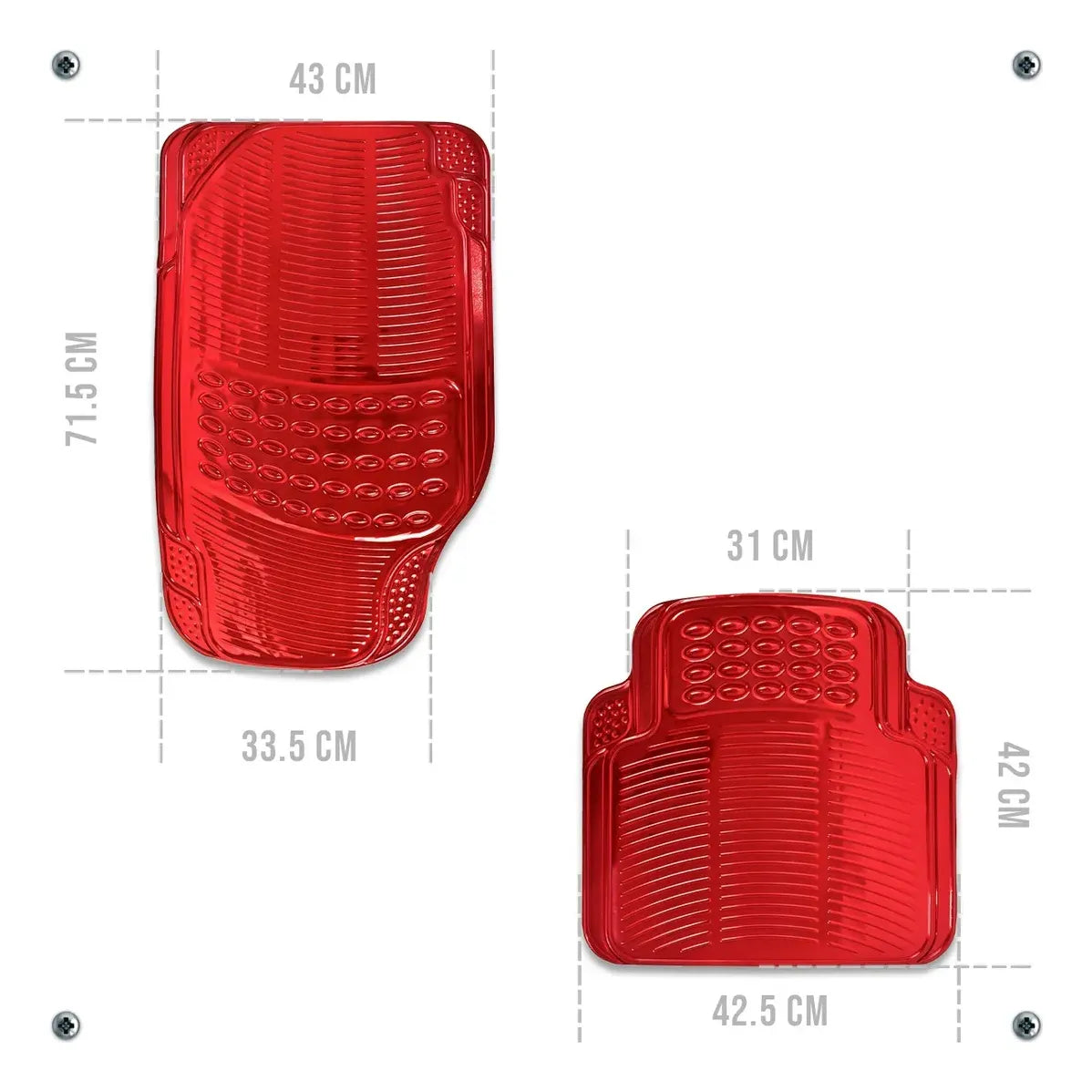 Tapetes Auto Universales Rojo Cromado 4P Metalizados | TAKAMAYA