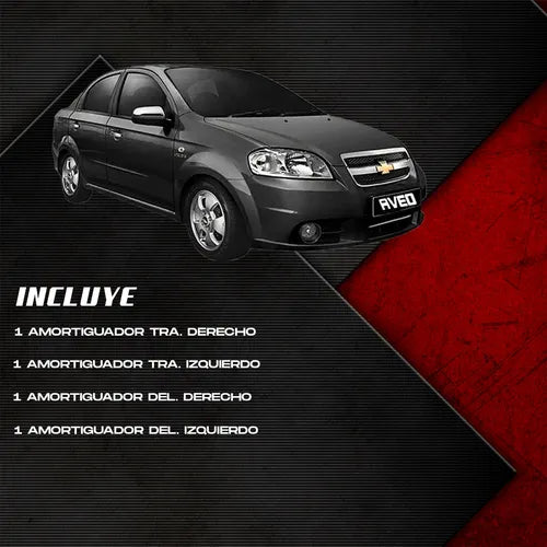 Kit Amortiguadores Aveo 2008–2018 | Delantero y Trasero