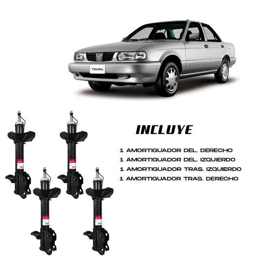 Kit 4 Amortiguadores Tsuru III 1992–2017 | Delanteros y Traseros