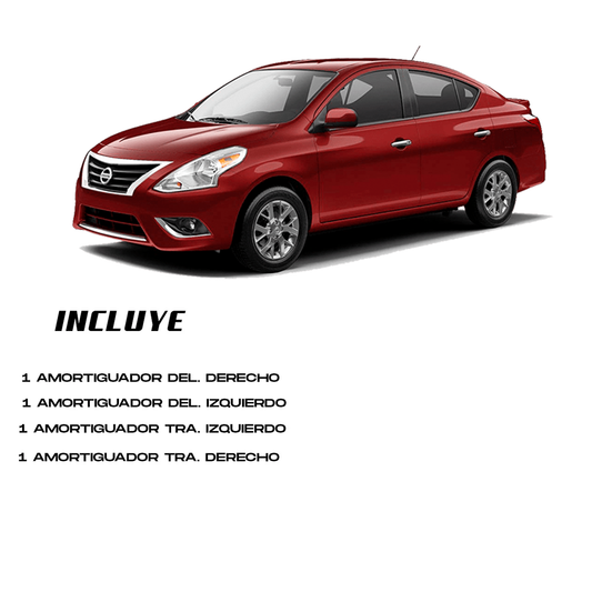 Kit 4 Amortiguadores Versa 2012–2019 Delanteros y Traseros | Takama