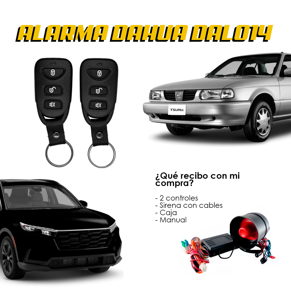 Alarma universal para auto Dahua DAL014 con 2 controles remotos