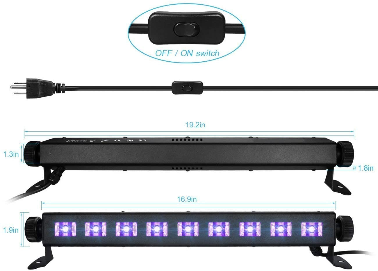 Barra de luz led luces Ultravioleta Uv brilla en la oscuridad luz neón para fiestas decoración