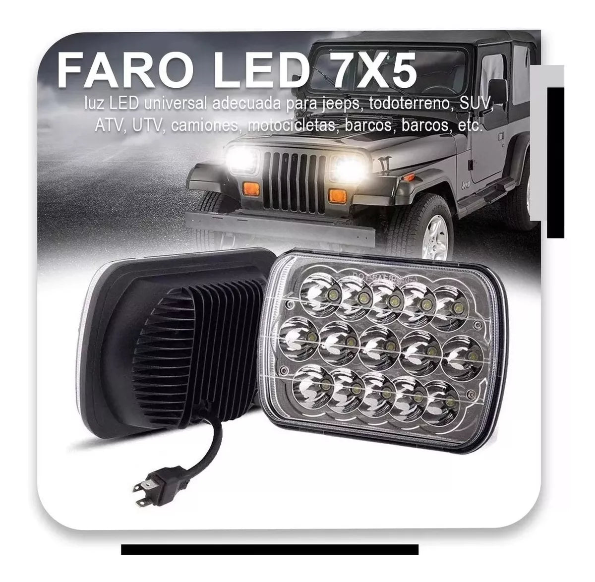 Faros Hiper Led 45w 7x5 Led Luz Alta Baja Jeep Pick Up
