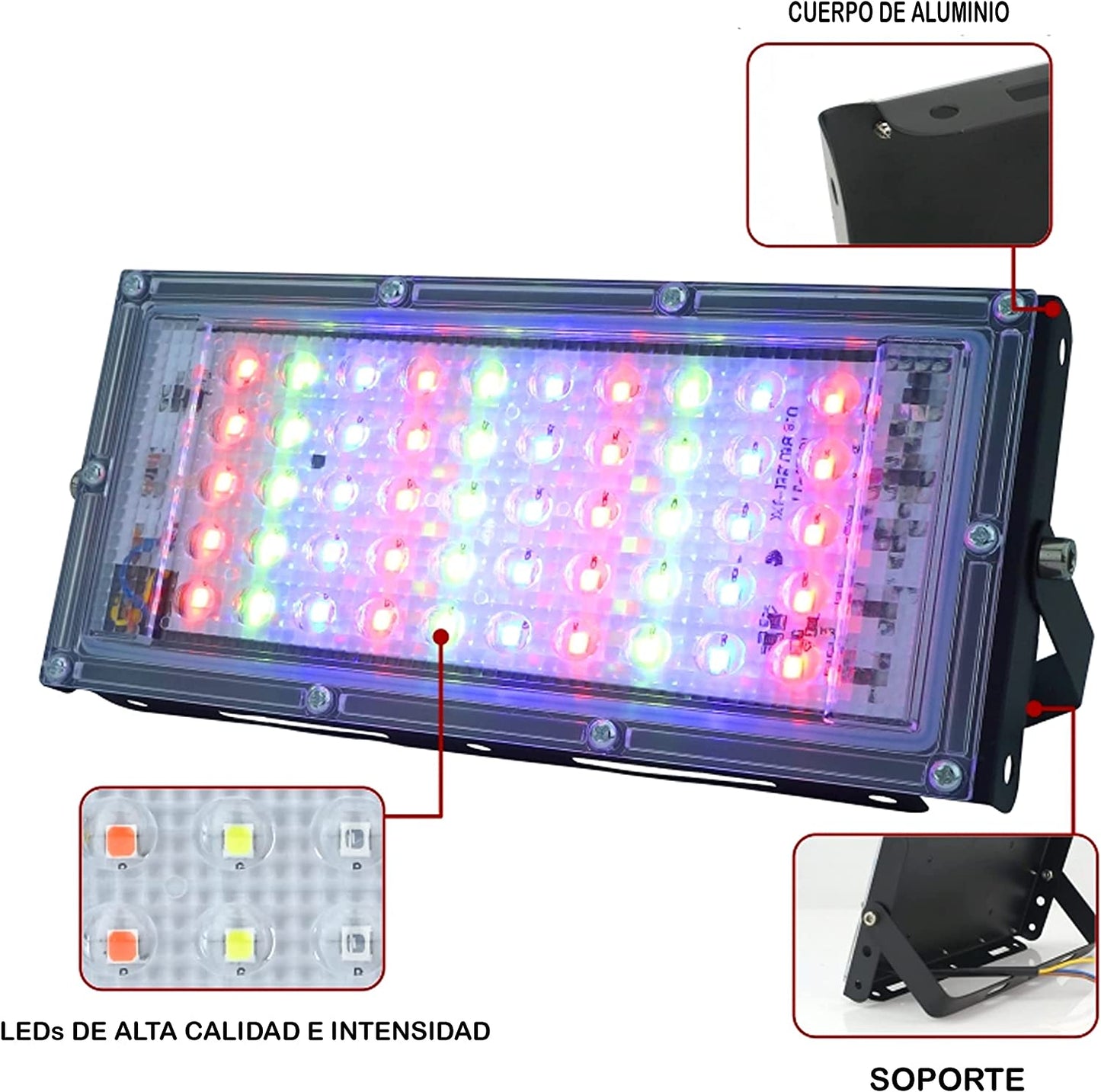 Reflector Led 50w Rgb Multicolor Con Control