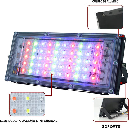 Reflector Led 50w Rgb Multicolor Con Control