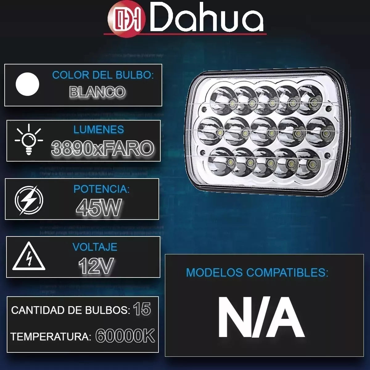 Faros Hiper Led 45w 7x5 Led Luz Alta Baja Jeep Pick Up
