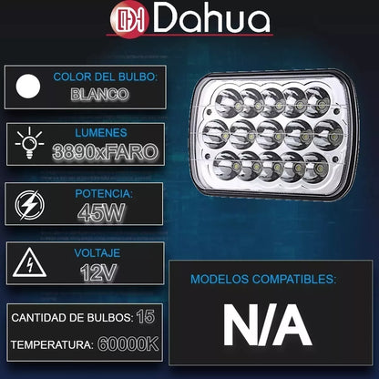 Faros Hiper Led 45w 7x5 Led Luz Alta Baja Jeep Pick Up