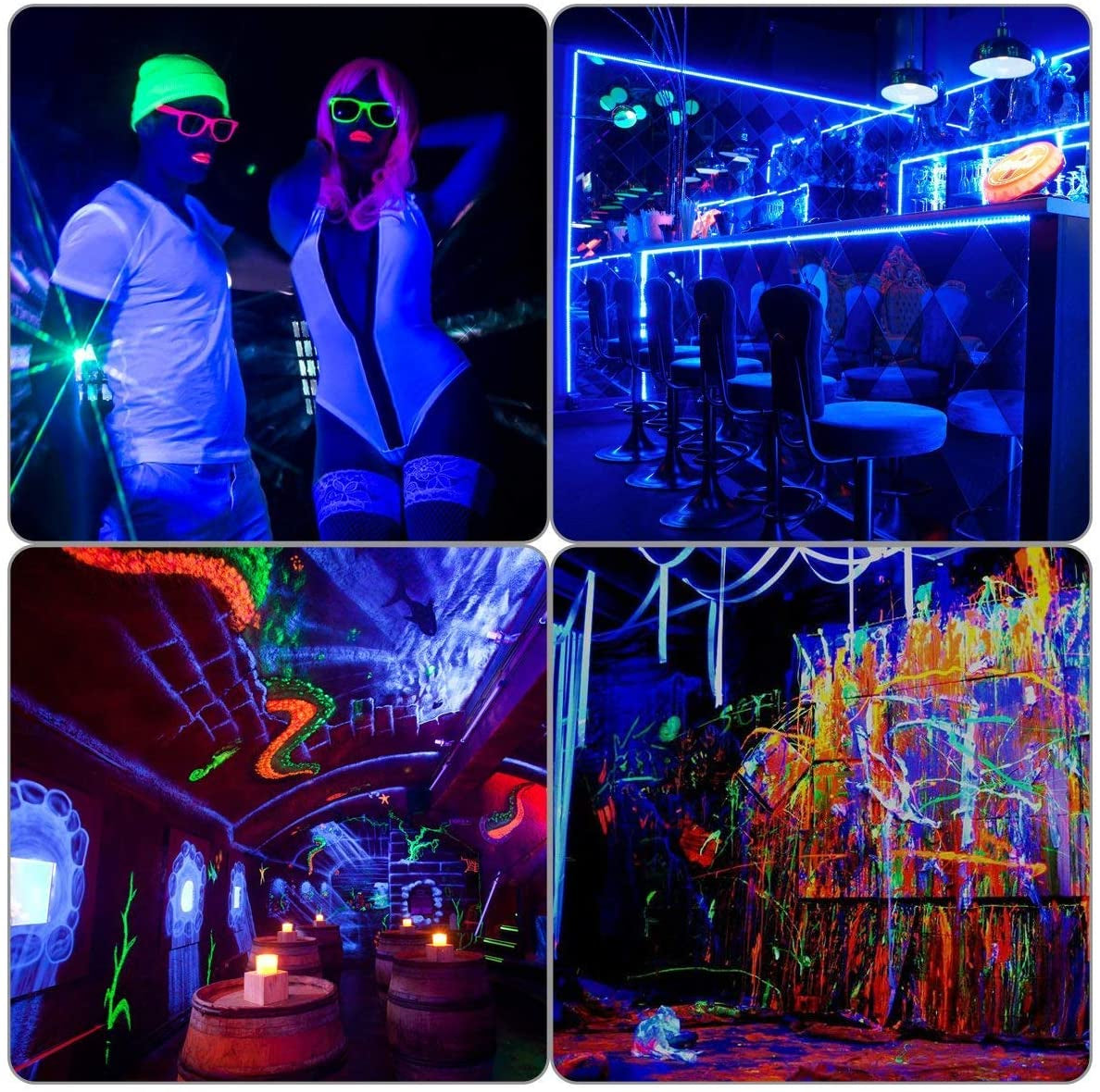 Barra de luz led luces Ultravioleta Uv brilla en la oscuridad luz neón para fiestas decoración