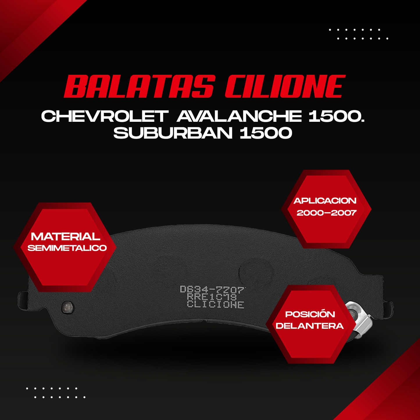 Balatas Delanteras Suburban y Avalanche 1500 | 2000–2007
