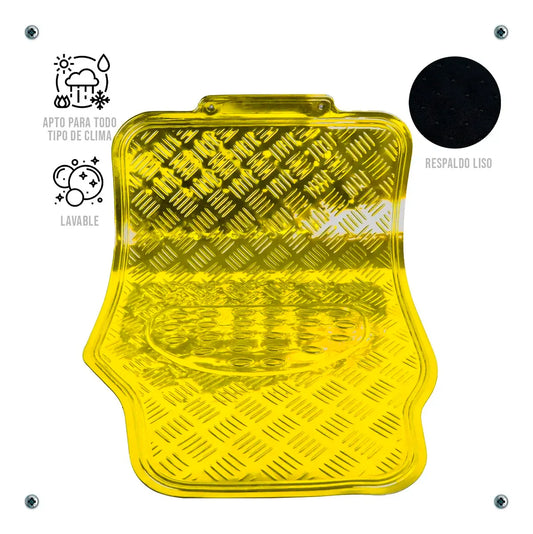 Tapetes Auto Universales Amarillo Cromado 4P Metalizados | TAKAMAYA