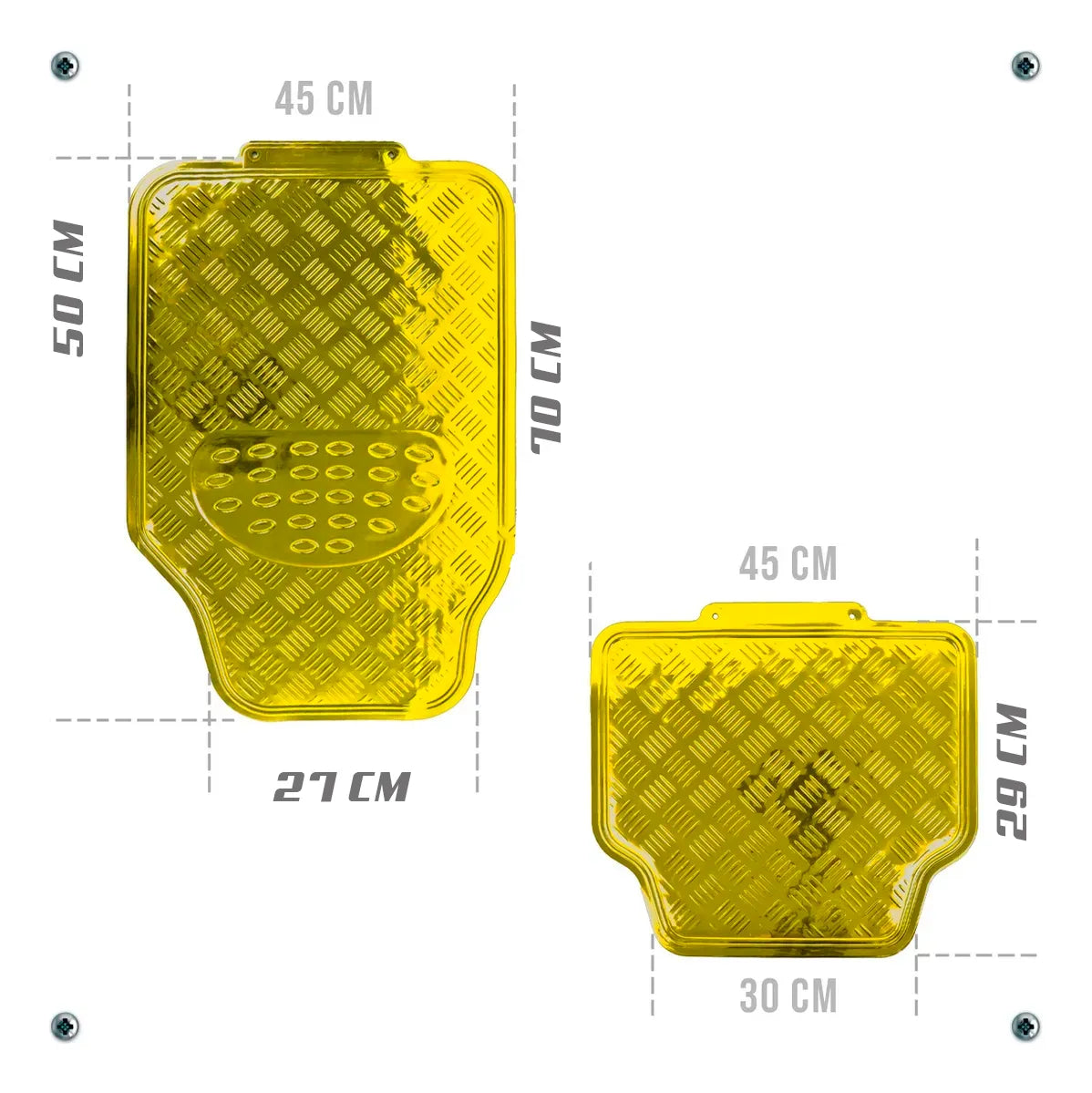 Tapetes Auto Universales Amarillo Cromado 4P Metalizados | TAKAMAYA