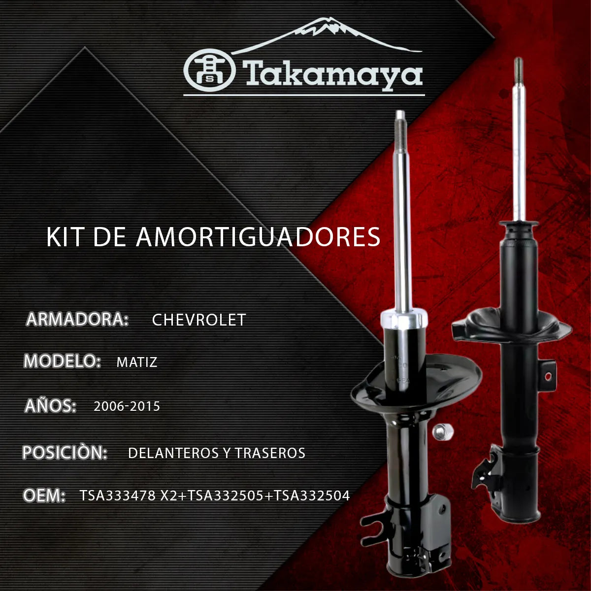 Kit 4 Amortiguadores Matiz 2006–2015 | Del/Tras a Gas