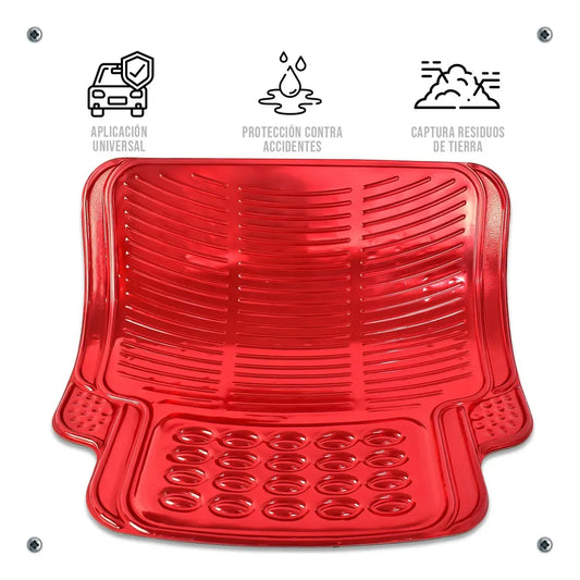 Tapetes Auto Universales Rojo Cromado 4P Metalizados | TAKAMAYA