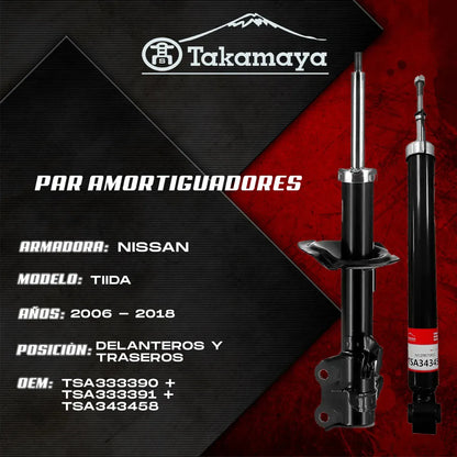 Amortiguadores Nissan Versa 2012–2016 | Kit 4 Piezas Del/Tras