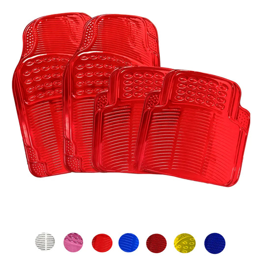 Tapetes Auto Universales Rojo Cromado 4P Metalizados | TAKAMAYA