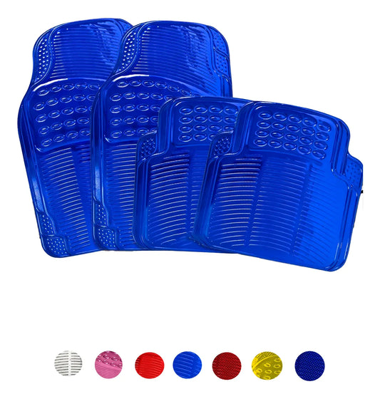 Tapetes Auto Universales Azul Cromado 4P Metalizados | TAKAMAYA
