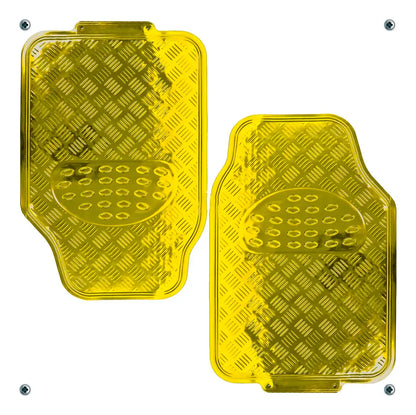 Tapetes Auto Universales Amarillo Cromado 4P Metalizados | TAKAMAYA