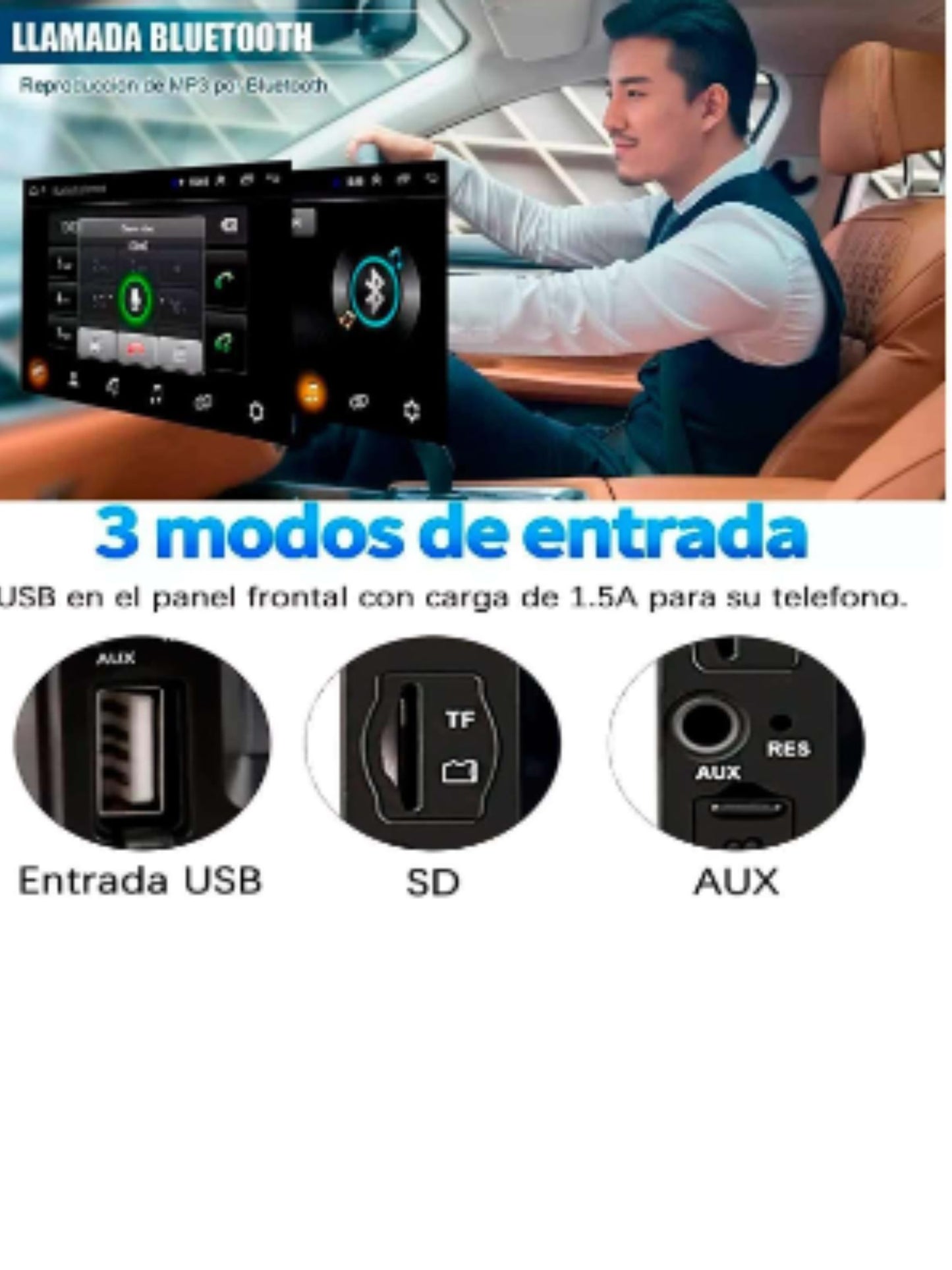 Auto Estéreo Pantalla Touch Hd Sin Cámara 2 Din Gps Android Con Conexion a Celular con Mirror Link