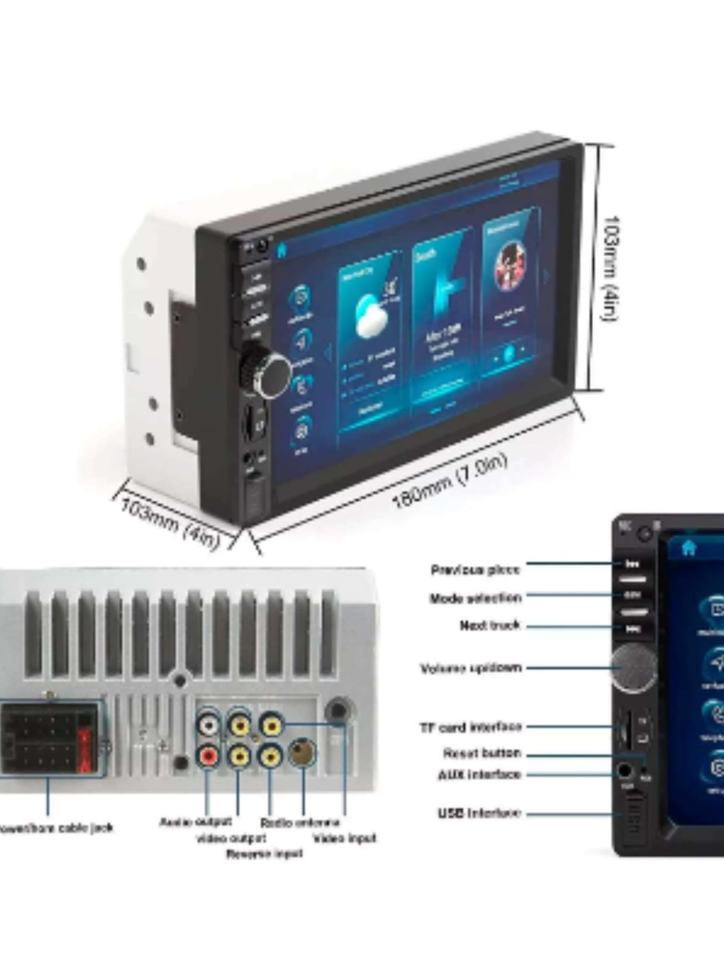Auto Estéreo Pantalla Touch Hd Sin Cámara 2 Din Gps Android Con Conexion a Celular con Mirror Link