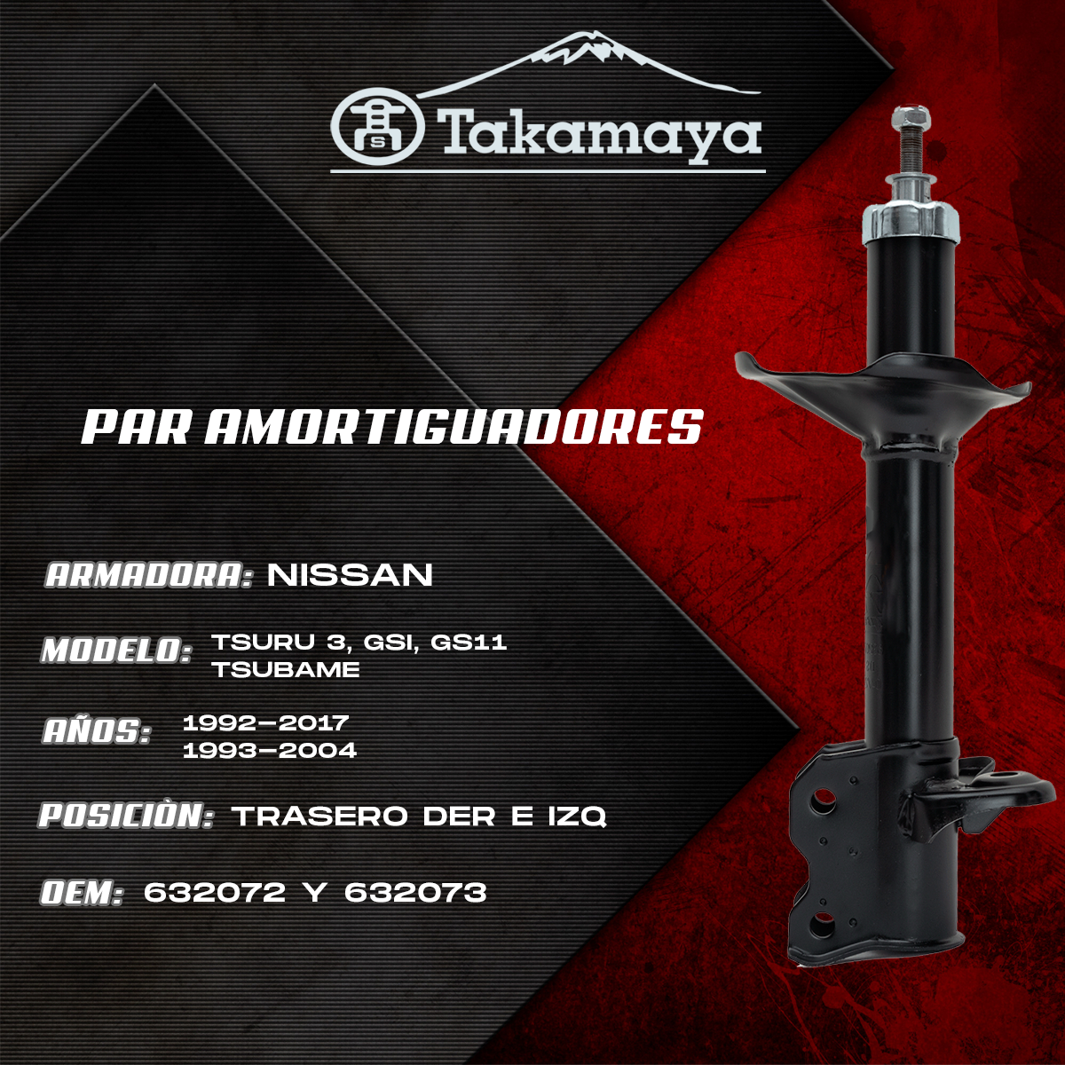Amortiguadores Traseros Tsuru III 1992–2017 | Par Alta Calidad