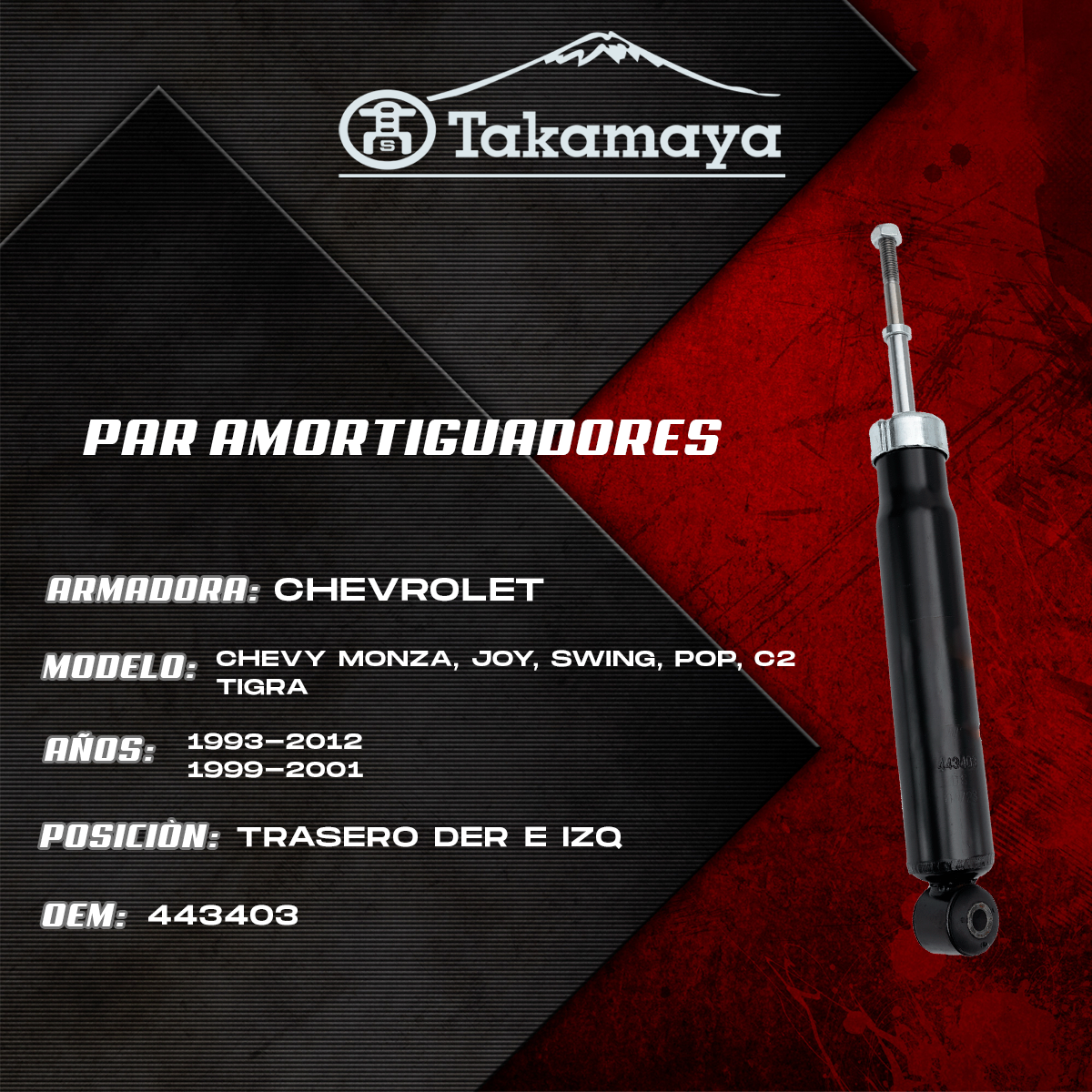 Amortiguadores Traseros Chevy Monza/Joy 1993–2012 | Gas