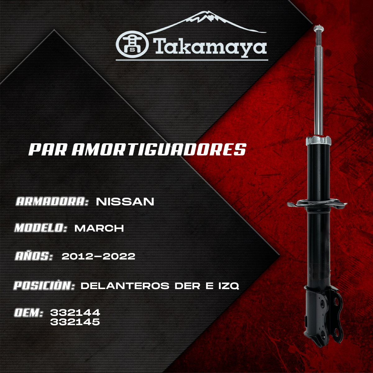 Amortiguadores Delanteros Nissan March 2012–2022 Gas | Par