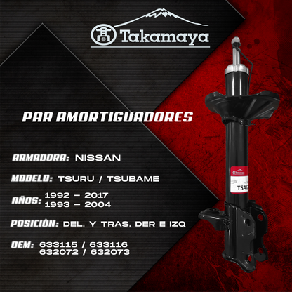 Kit 4 Amortiguadores Tsuru III 1992–2017 | Delanteros y Traseros