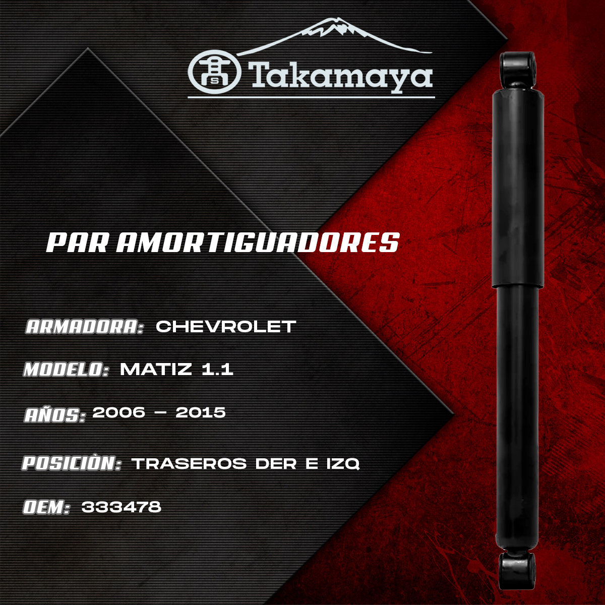 Par Amortiguadores Traseros Matiz 2006–2015 | Gas Izq/Der