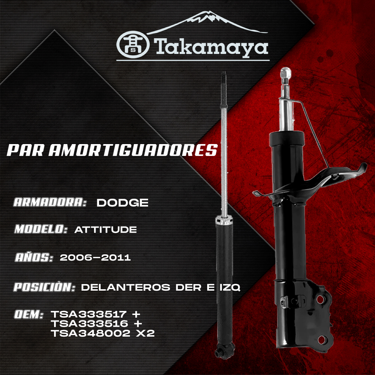 Kit 4 Amortiguadores Dodge Attitude 2006–2011 | Gas Del/Tras