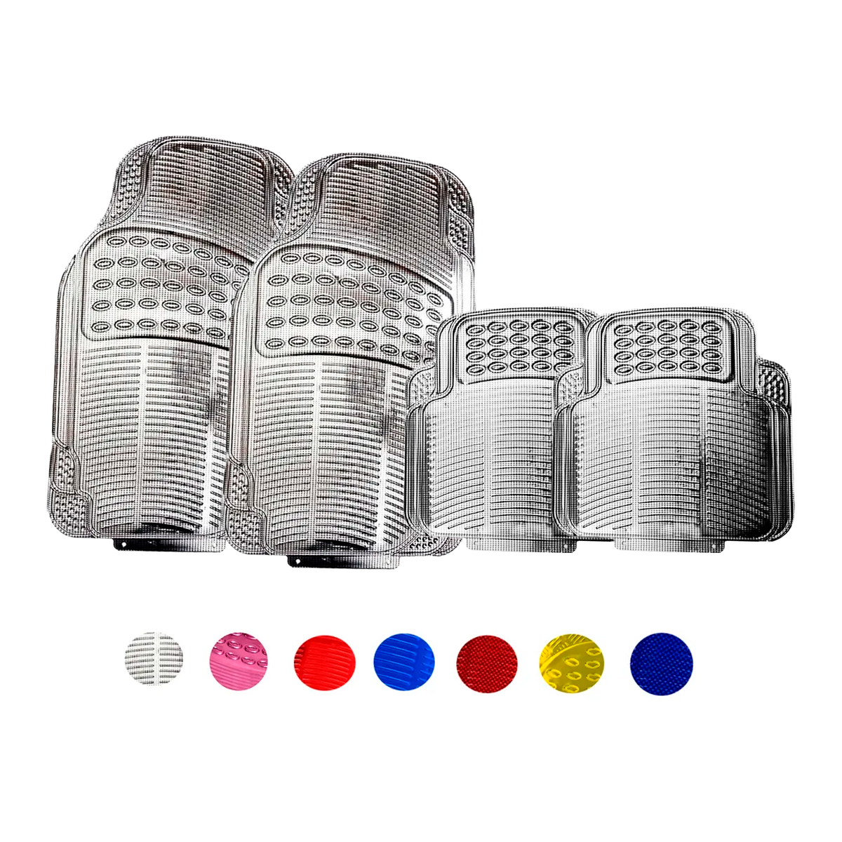 Tapetes Auto Universales Plata Cromados 4P Metalizados | TAKAMAYA