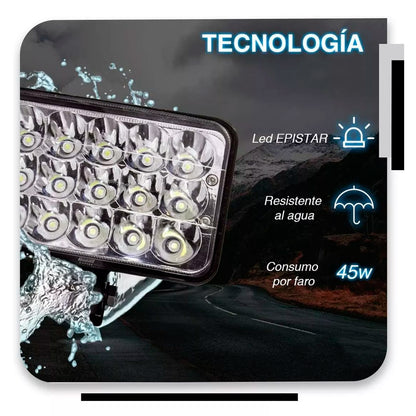 Faros 15 Hiper Led cuadrado  4x6 5 Pulgada Alta Intensidad H4