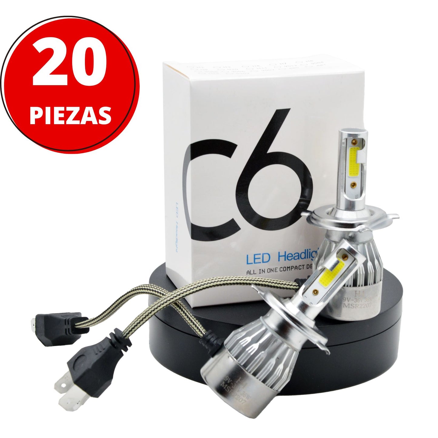 Kit de luces led  blanca para carro C6 mini H7 automática  de 72w